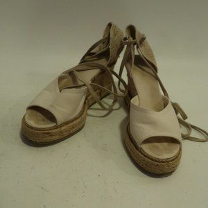 SHAG CREAM CANVAS/STRAW ESPADRILLE  SANDAL SZ 9.5*